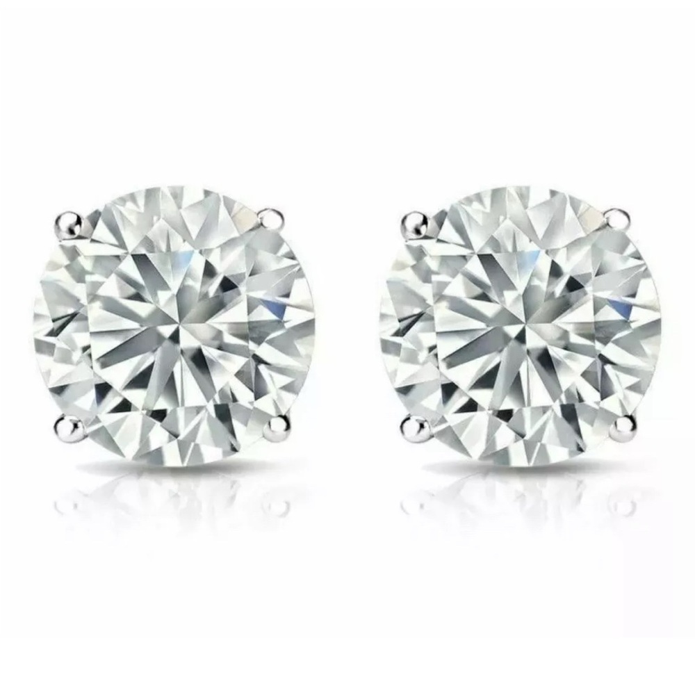COPY - 1.60 Ct Round Cut FL/D GRA Certified Moissanite Stud Earrings 14k White …